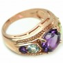 Bague de Créateur en Vermeil ornée Améthyste & multi-Pierres - Taille 53
