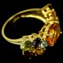 Bague de Créateur en Vermeil ornée d'une Citrine & multi-Pierres - Taille 52