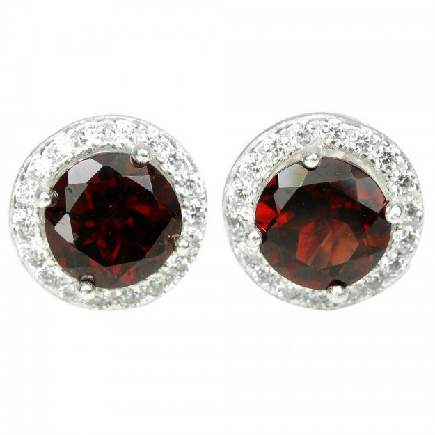 Boucles d'oreilles de Créateur en argent 925 ornées de Grenat rouge