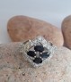 Bague de créateur argent 925 ornée de Saphirs & zirconiums - Taille 49