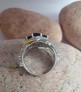 Bague de créateur argent 925 ornée de Saphirs & zirconiums - Taille 49