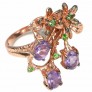 Bague de Créateur ornée d'Améthystes & Péridots en Vermeil - Taille 54