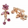 Boucles d'oreilles de Créateur Fleurs & Grenats roses, en Vermeil rose