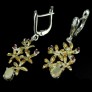 Belles Boucles d'oreilles de créateur, Opales & Grenats, 2 tons Argent 925 & Vermeil