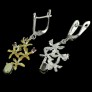 Belles Boucles d'oreilles de créateur, Opales & Grenats, 2 tons Argent 925 & Vermeil