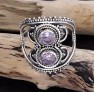 BAGUE DE CREATEUR BOHEME ARGENT 925 ORNEE AMETHYSTE - TAILLE 57