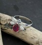 Bague de créateur Papillon multi-pierres Rubis, Saphirs & Zirconiums en Argent 925 - Taille 60