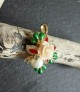 Pendentif de créateur Fleur en Vermeil orné Perle, émail & Tourmaline