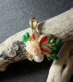 Pendentif de créateur Fleur en Vermeil orné Perle, émail & Tourmaline