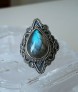 BAGUE DE CREATEUR BOHEME INDE ARGENT 925 ORNEE LABRADORITE - TAILLE 58