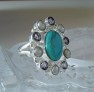 BAGUE DE créateur EN ARGENT 925 ORNEE TURQUOISE améthyste & Perle - TAILLE 55