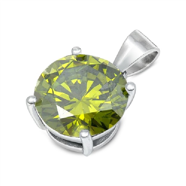 ELEGANT PENDENTIF ARGENT 925 ORNE ZIRCONIUM PERIDOT