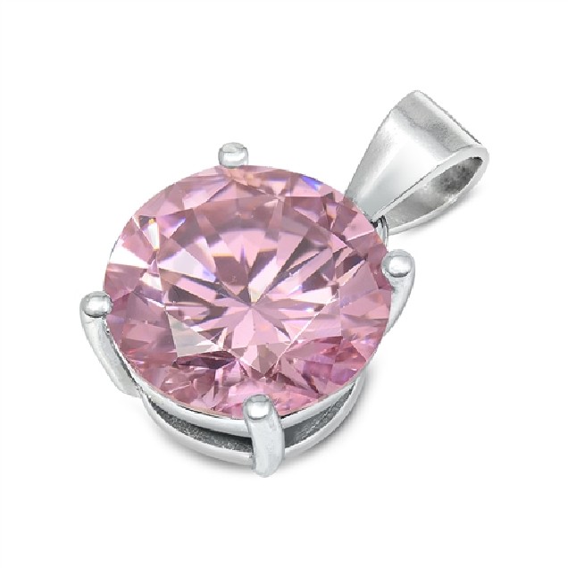 ELEGANT PENDENTIF ARGENT 925 ORNE ZIRCONIUM ROSE