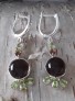 Boucles d'oreilles de Créateur ornée Quartz fumé & Péridot argent 925