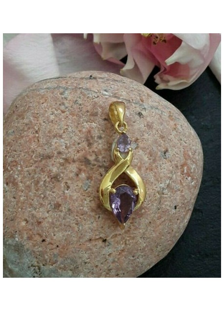 Pendentif en Vermeil Orné 2 Améthystes