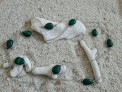 Elégant collier Sautoir orné Malachites Argent plaqué