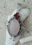 Grand Pendentif orné Quartz rose & Grenat Argent plaqué