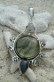 Long Pendentif Ethnique orné Labradorite argent plaqué