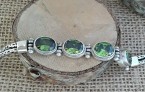 SUPERBE BRACELET FEMME ARGENT 925 ORNE DE PERIDOTS A FACETTES