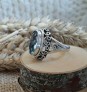 BELLE BAGUE ORNEE TOPAZE BLEUE ARGENT 925 - TAILLE 50