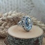 BAGUE VINTAGE ORNEE TOPAZE BLEUE ARGENT 925 - TAILLE 54