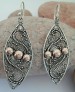 Longues Boucles d'Oreilles Ethnique 2 Tons Argent et Or