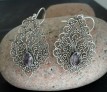 Boucles d'oreilles Dentelle éthnique ornées Améthyste Argent 925