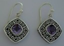 Boucles d'oreilles Bohème chic ornées Améthyste Argent 925