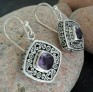 Boucles d'oreilles Bohème chic ornées Améthyste Argent 925