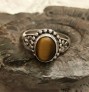 JOLIE BAGUE ORNEE OEIL DE TIGRE EN ARGENT 925 - TAILLE 59