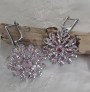 Boucles d'oreilles Rosace argent plaqué zirconium Kunzite