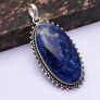 GRAND PENDENTIF ETHNIQUE BOHEME ARGENT PLAQUE SODALITE BLEUE