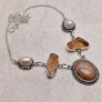 Collier Ethnique Chic argent plaqué Jaspe Citrine & Perle