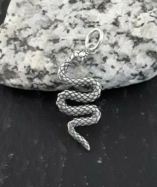 Pendentif Serpent reptile Argent 925 style rétro