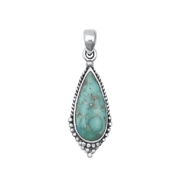 Pendentif orné d'une Turquoise en argent 925