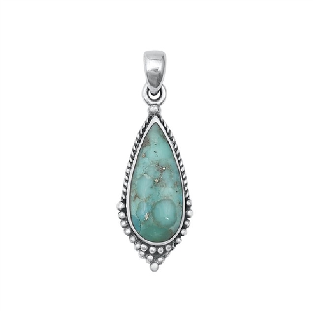 Pendentif orné d'une Turquoise en argent 925