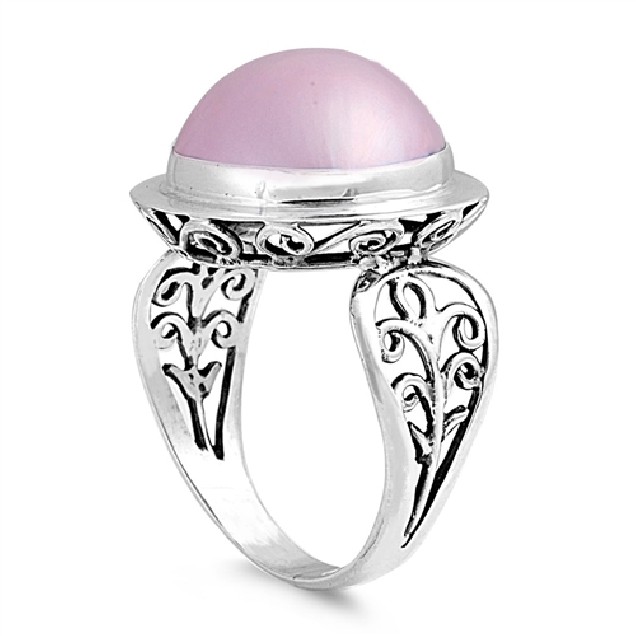 BAGUE ORNÉE PERLE Mabé rose en Argent 925