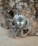 PENDENTIF "PIEUVRE" EN ARGENT 925 ORNE TOPAZE BLEUE