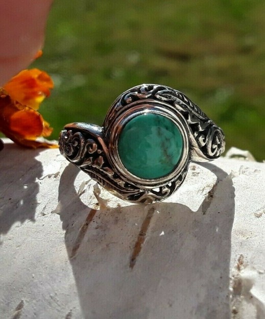 BELLE BAGUE FEMME EN ARGENT 925 ORNEE TURQUOISE - TAILLE 57