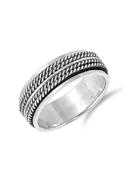 Bague Anneau Large en Argent Massif - 8 MM