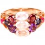 BAGUE DE CREATEUR Vermeil ORNEE QUARTZ ROSE & Multi- pierres - TAILLE 53