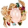 Superbe Bague DE CREATEUR VERMEIL ornée Quartz Rose & Tourmalines