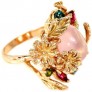 Superbe Bague DE CREATEUR VERMEIL ornée Quartz Rose & Tourmalines