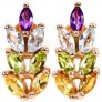 Boucles d oreilles elegantes Vermeil ornées Multi-Pierres