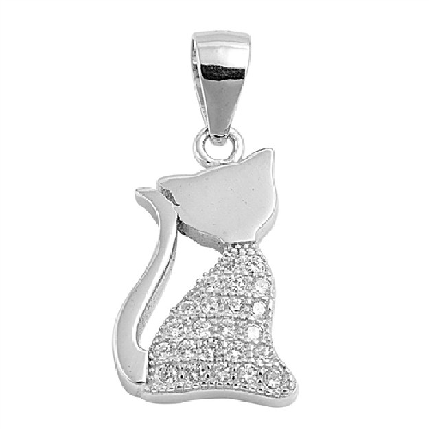 Pendentif Chat femme/enfant en Argent 925 orné Zirconiums