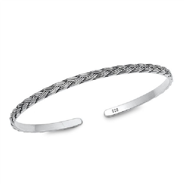 BRACELET JONC 3 MM ARGENT 925 torsade mixte