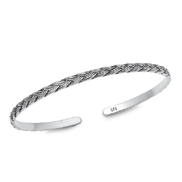 BRACELET JONC 3 MM ARGENT 925 torsade mixte