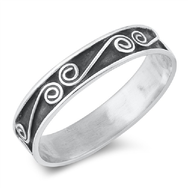 Bague Anneau Mixte en Argent 925 & décor arabesque - 5 MM