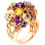 SUPERBE BAGUE DE CREATEUR VERMEIL ORNée MULTI-PIERRES - TAILLE 56-57