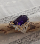 Bague Géante de créateur ornée Améthyste Topaze Tanzanite - Taille 61